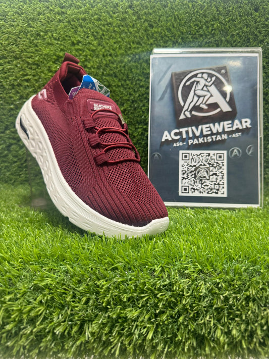 Maroon LuxeLace Women's Lightweight & Breathable Slip-On Sneaker with stylish lace design by Activewear Pakistan.