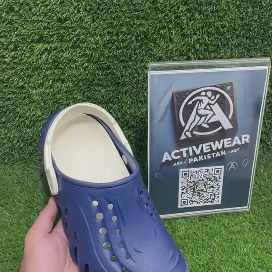 Men's adventure-ready blue clogs – ER-8745, with breathable holes and durable design, by Activewear Pakistan.